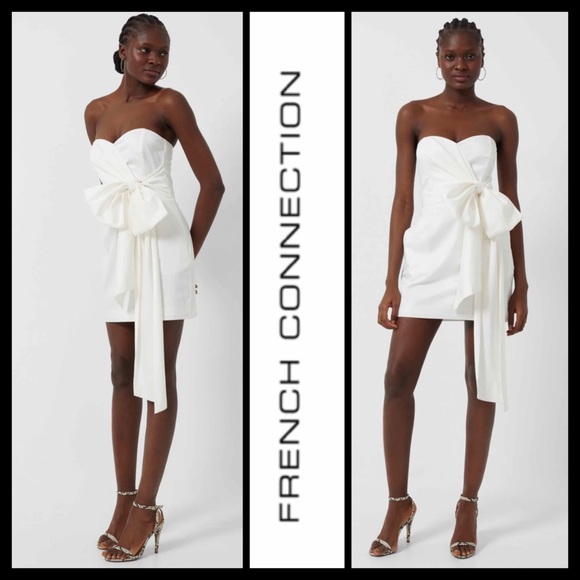 French Connection Dresses & Skirts - NWT French Connection Florida Bow Strapless Mini Dress~Summer White